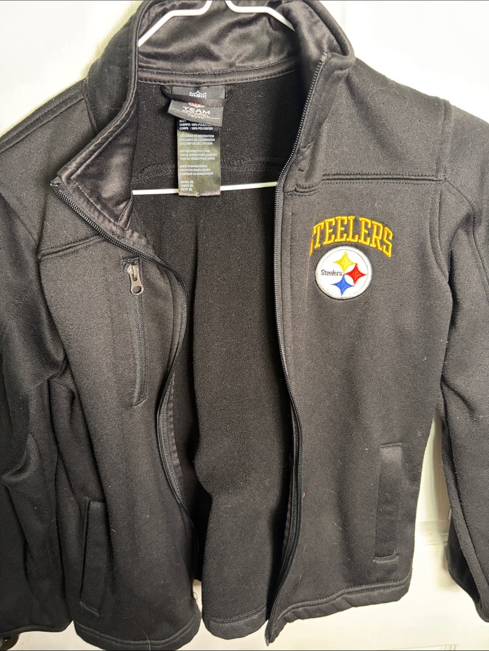 Team Apparel Black Steelers Embroidered Full-Zip Jacket
